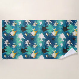 Toalha De Praia Padrão de Aquário de Angelfish