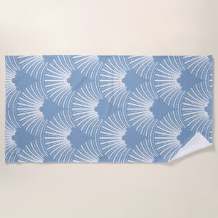 Toalha De Praia Padrão de Arte Azul Branco e Pó