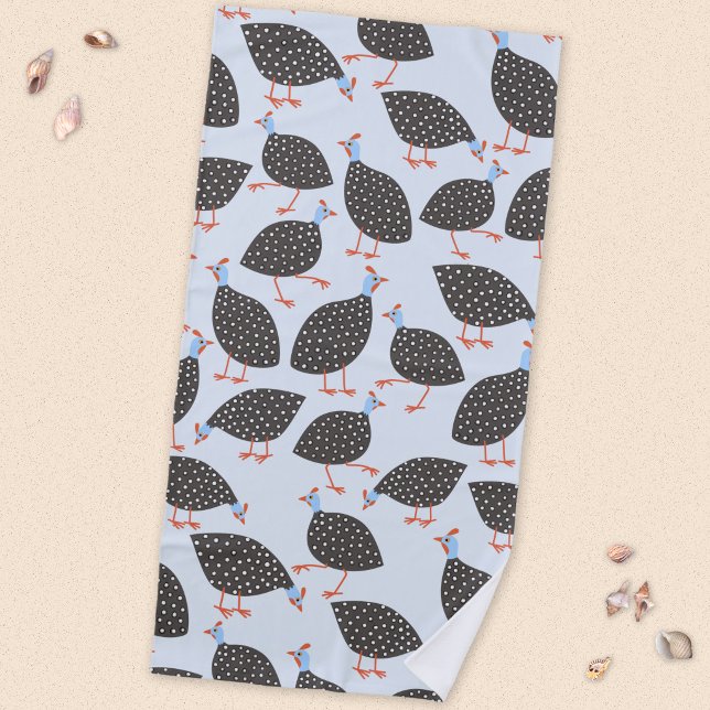 Toalha De Praia Padrão de Ave Fofa de Galinha D'angola (Fun Guineafowl bird pattern beach towel)
