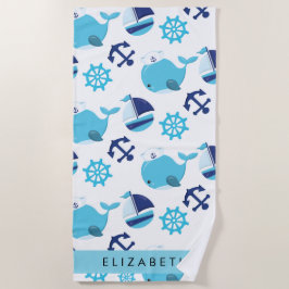 Toalha De Praia Padrão De Baleias, Baleias Azuis, Seu Nome