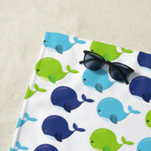 Toalha De Praia Padrão De Baleias, Baleias Cutas, Animais Do Mar