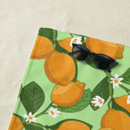 Toalha De Praia Padrão de Bloqueio de Árvore Limão