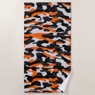 Toalha De Praia Padrão de camuflagem Black Orange Beach Towel