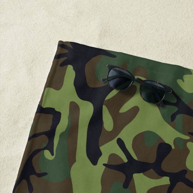 Toalha De Praia Padrão de Camuflagem Verde, Padrão Militar, Exérci (In Situ)