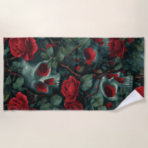 Padrão de Caveira e Rosas Vermelhas – Design Flora