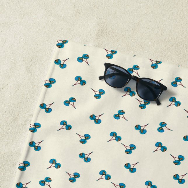 Toalha De Praia Padrão de Cereja Azul (In Situ)