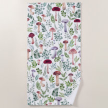 Padrão de Cogumelos Cozy Watercolor  