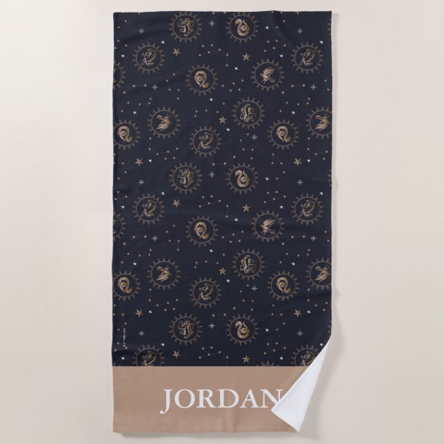 Toalha De Praia Padrão de constelação de Hogwarts House Crests (Frente)