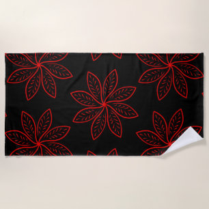 Toalha De Praia Padrão de Crimson em Preto
