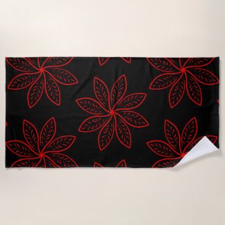 Toalha De Praia Padrão de Crimson em Preto
