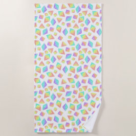 Toalha De Praia Padrão de Cristais Arco-Íris de Pastel
