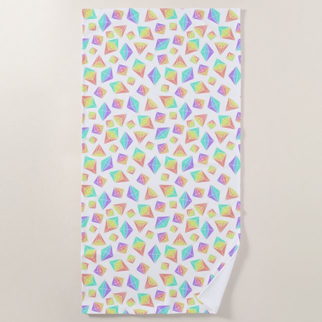 Toalha De Praia Padrão de Cristais Arco-Íris de Pastel (Frente)