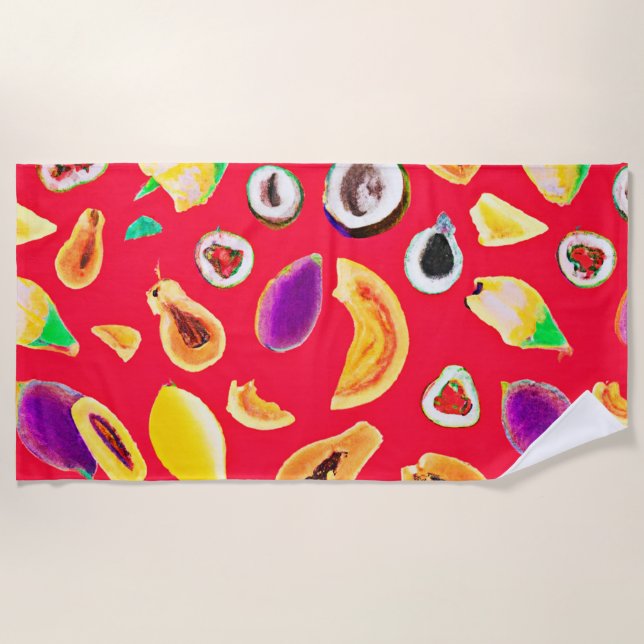 Toalha De Praia Padrão de Delícia de Fruta Vibrante (Frente)