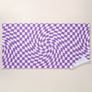 Toalha De Praia Padrão de Desktop Checkering Roxo e Branco