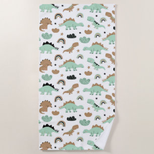 Toalha De Praia Padrão de Dinossauro Verde da Casa Verde
