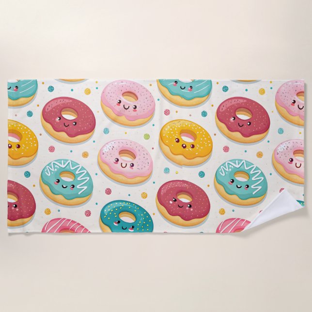 Toalha De Praia Padrão de Donuts (Frente)