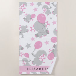 Toalha De Praia Padrão De Elefantes, Elefantes Bonitos, Seu Nome