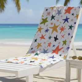 Toalha De Praia Padrão de Estrela Colorido Vibrante com Aconchego