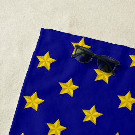 Toalha De Praia Padrão de estrelas Douradas, Marinho azul, exclusi