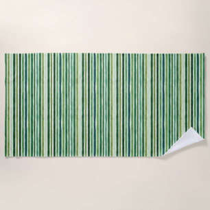 Toalha De Praia Padrão de faixas de pintura verde
