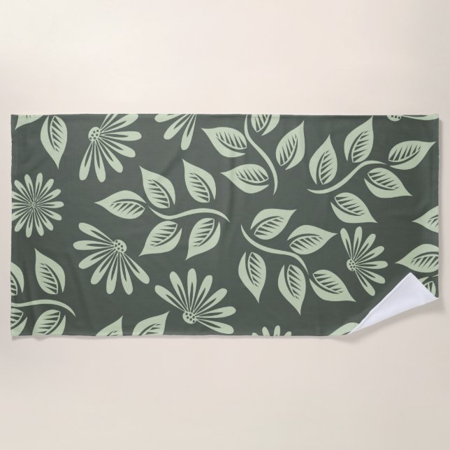 Toalha De Praia Padrão de Flores de Mola (Frente)
