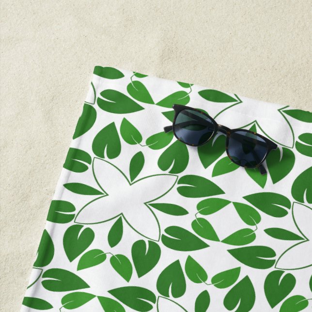 Toalha De Praia Padrão De Folha, Padrão De Folhas, Folhas Verdes (In Situ)