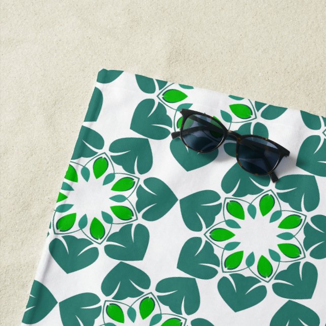 Toalha De Praia Padrão De Folha, Padrão De Folhas, Folhas Verdes (In Situ)