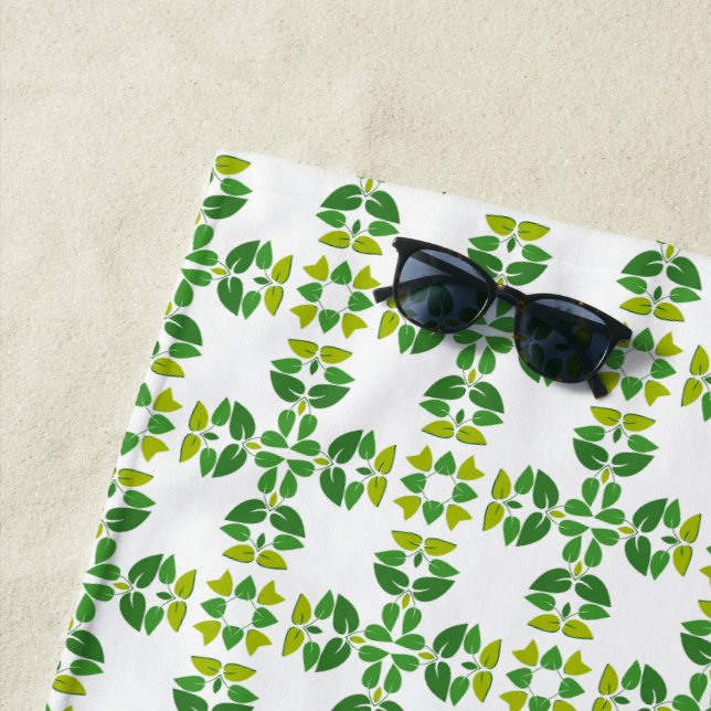 Toalha De Praia Padrão De Folha, Padrão De Folhas, Folhas Verdes (In Situ)