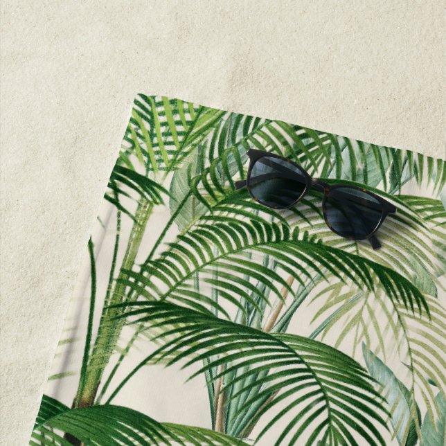 Toalha De Praia Padrão de Folhagem de Lush Tropical Palm Deixa Fol (In Situ)