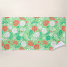 Padrão de Folhagem Tropical Verde e Laranja