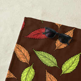 Toalha De Praia Padrão De Folhas, Folhas Coloridas, Folhas De Outo