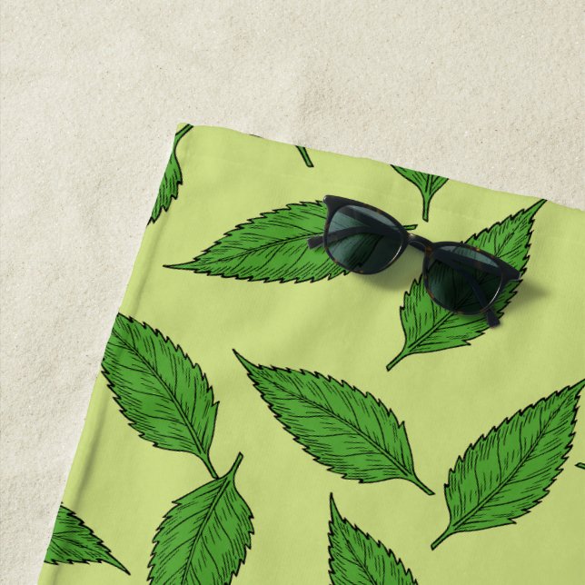 Toalha De Praia Padrão De Folhas, Padrão De Folha, Folhas De Prima (In Situ)