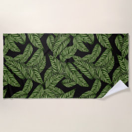 Toalha De Praia Padrão de Folhas Tropicais
