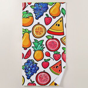 Toalha De Praia Padrão de Fruta vibrante