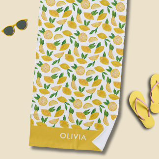 Toalha De Praia Padrão de frutas cítricas de limão