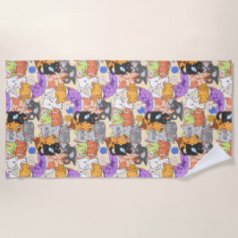 Toalha De Praia Padrão de gatos brancos