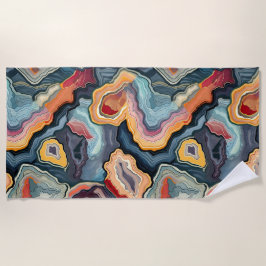 Toalha De Praia Padrão de Geodo de Agato Colorido do Abstrato Funk