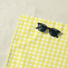 Toalha De Praia Padrão de Gingham Amarelo Pastel