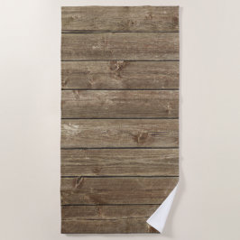 Toalha De Praia Padrão de Grãos de Madeira Castanho Zen