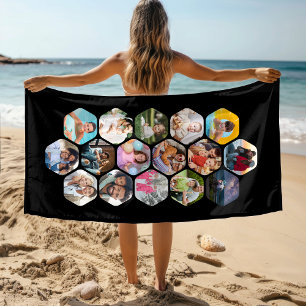 Toalha De Praia Padrão de Hexágono Moderno Simples de Colagem de F