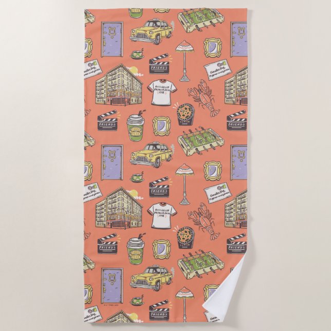 Toalha De Praia Padrão de Ícones coloridos dos AMIGOS™