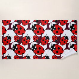 Toalha De Praia Padrão de Insetos do Besouro Ladybug