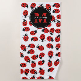 Toalha De Praia Padrão de Ladybug Vermelho Cute
