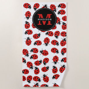 Toalha De Praia Padrão de Ladybug Vermelho Cute