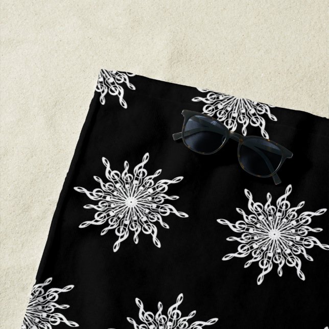 Toalha De Praia Padrão de Limpeza de Tremores Ornamentais Pretos (In Situ)