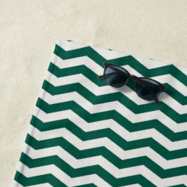 Toalha De Praia Padrão de listra zigue-zague em chevron verde-teal