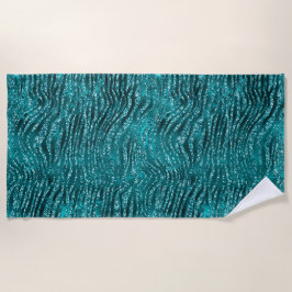 Toalha De Praia Padrão de Listras de Tigre com Glitter Glam Ombre