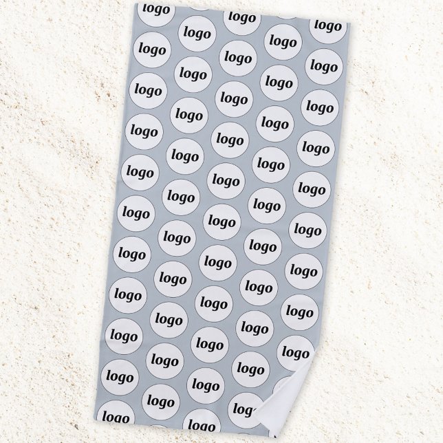 Toalha De Praia Padrão de logotipo simples Promocional para empres (Logo pattern business promotional light dusty pastel powder blue beach towel)