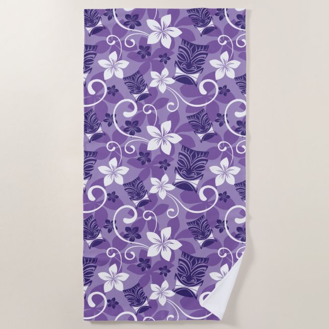 TOALHA DE PRAIA PADRÃO DE LUAU TIKI (ROLO) (Frente)