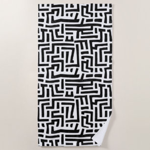 Toalha De Praia Padrão de Maze Pop de Arte Negra